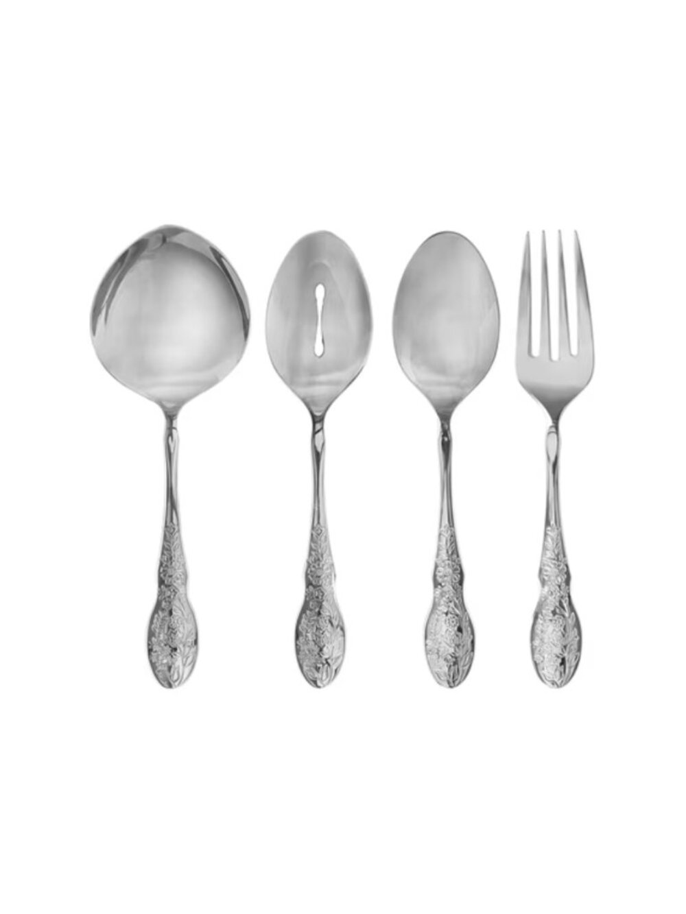 The Pioneer Woman Home Silver Mazie 4-Piece Stainless Steel Serving Utensils Set